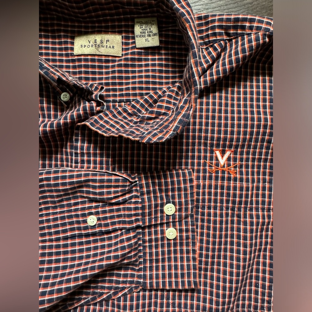 University of Virginia Hoos Cavaliers Football Button Up Dress Casual Shirt XL